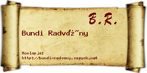 Bundi Radvány névjegykártya